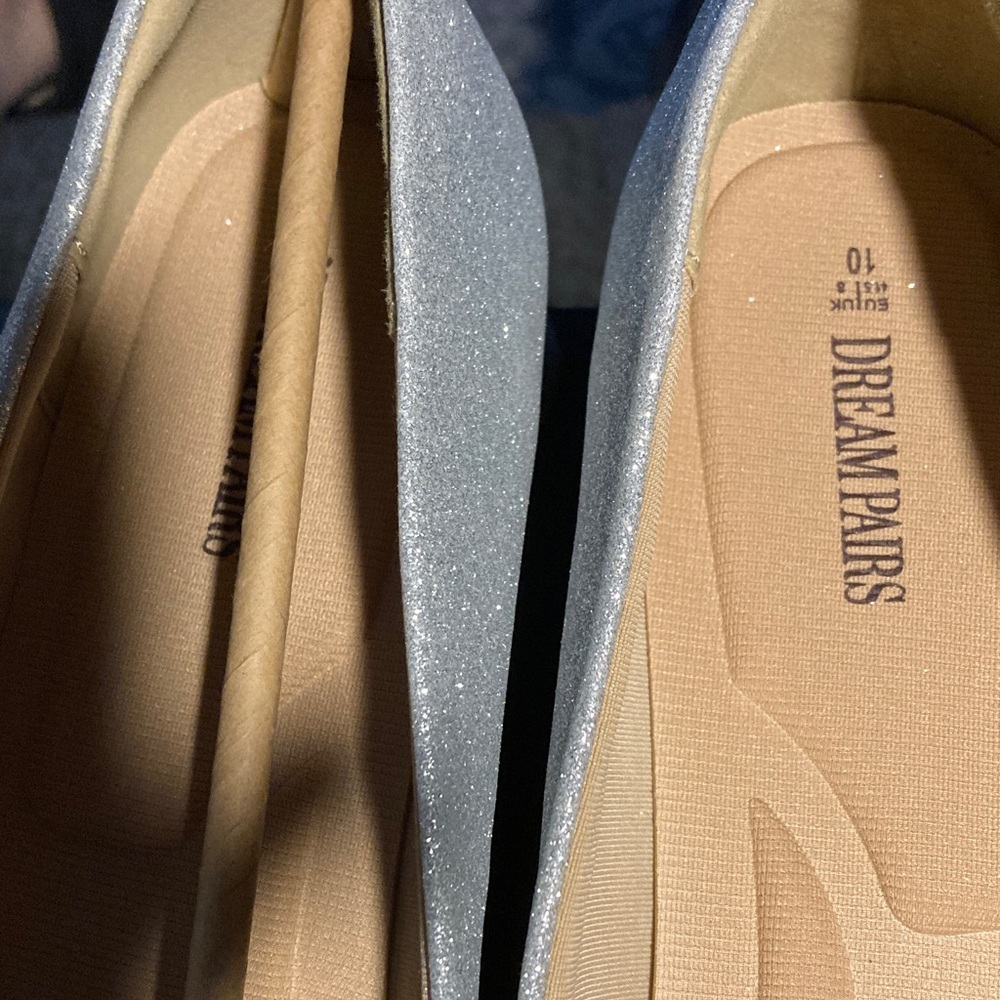 Dream Pairs Silver Glitter Slip-On Flats